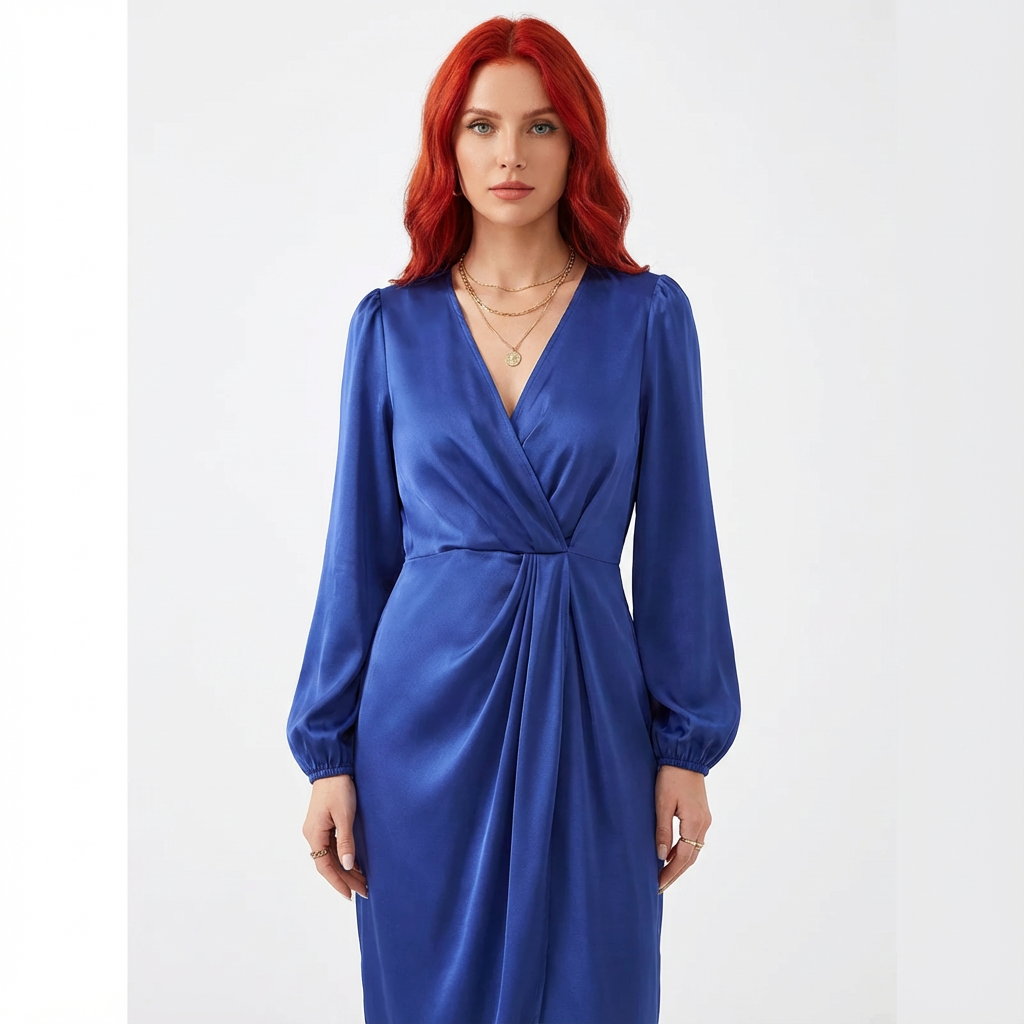 Fleur | Elegante satijnen overslagjurk