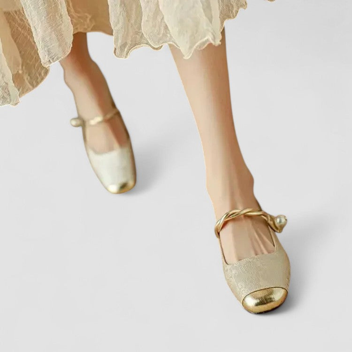 Fleur | Women's Jacquard Mary Jane Crystal Low-Heel Pumps