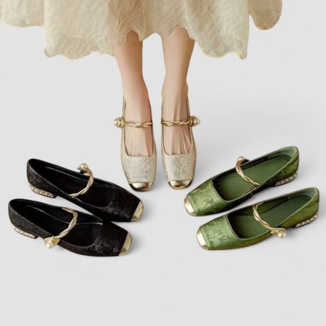 Fleur | Women's Jacquard Mary Jane Crystal Low-Heel Pumps