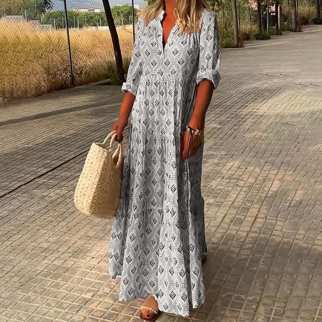 Florrie | Women's Cotton Boho Print Tiered Maxi Dress