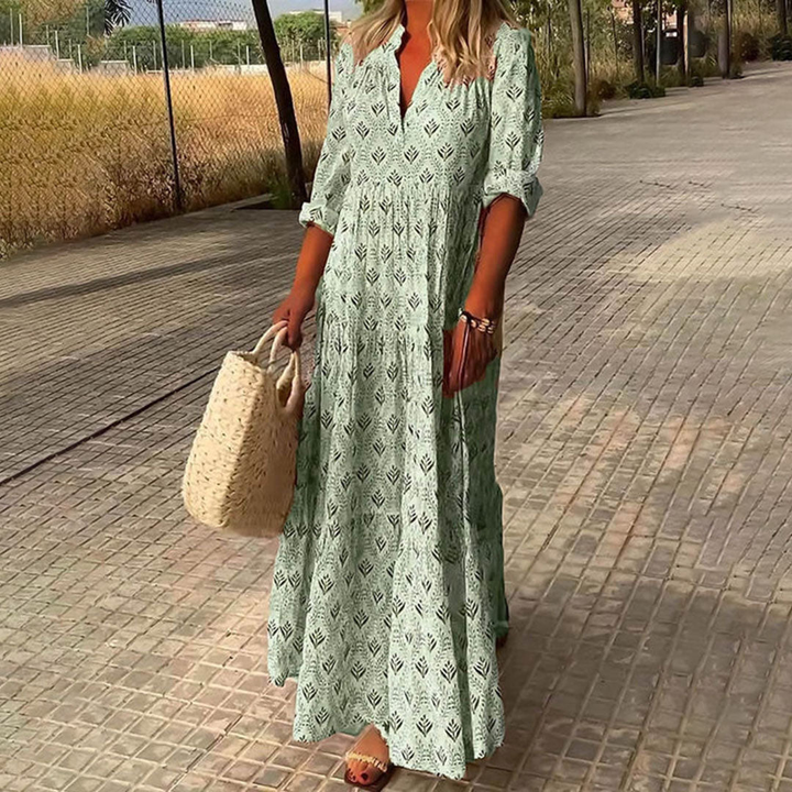 Florrie | Women's Cotton Boho Print Tiered Maxi Dress