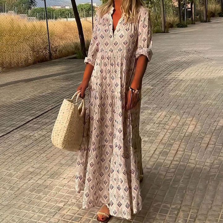 Florrie | Women's Cotton Boho Print Tiered Maxi Dress