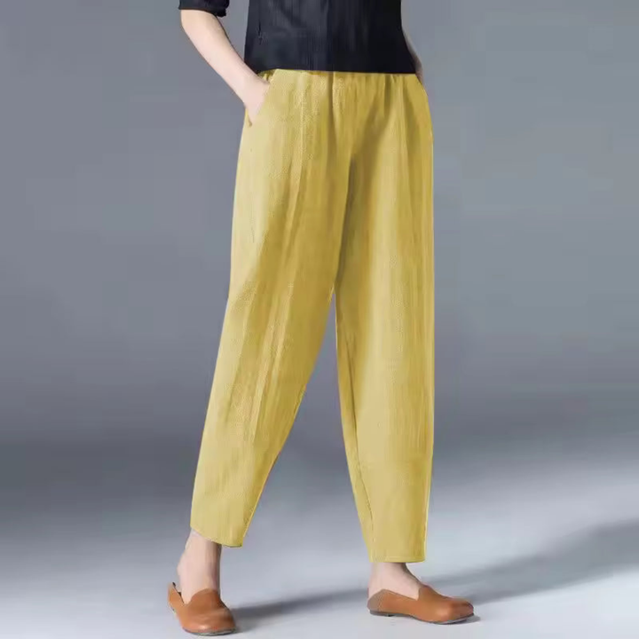 Halle | Women's Linen Relaxed Tapered Harem Trousers with Pockets