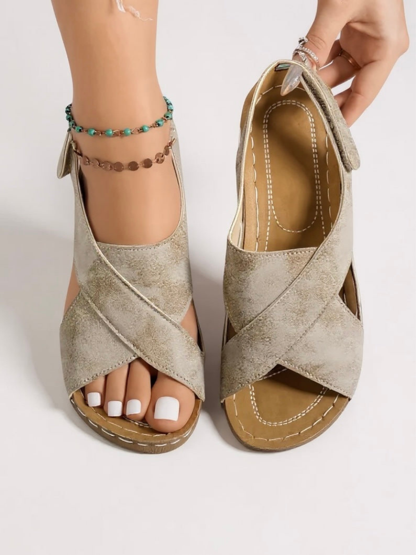 Hattie | Women's Orthopaedic Cross-Strap Wedge Sandals