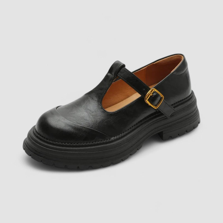 Imogen | Women's Leather T-Bar Mary Jane Chunky Platform Shoes