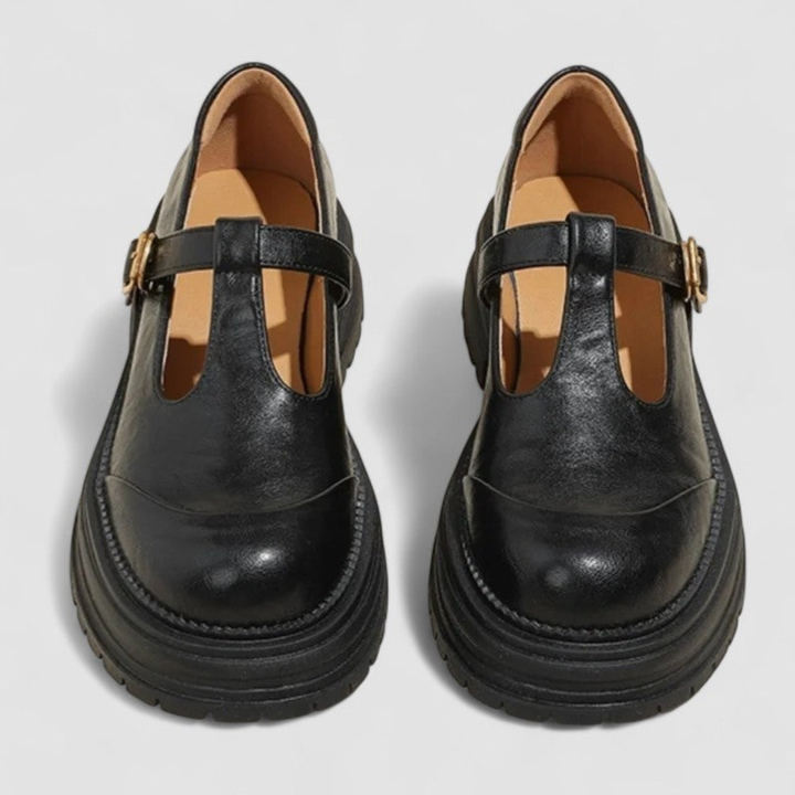 Imogen | Women's Leather T-Bar Mary Jane Chunky Platform Shoes
