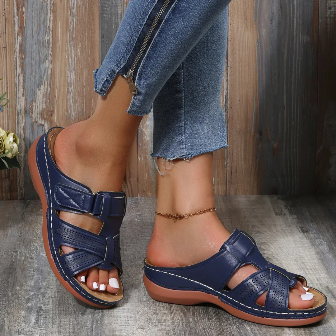 Imogen | Women's Orthopaedic Cut-Out Wedge Slide Sandals