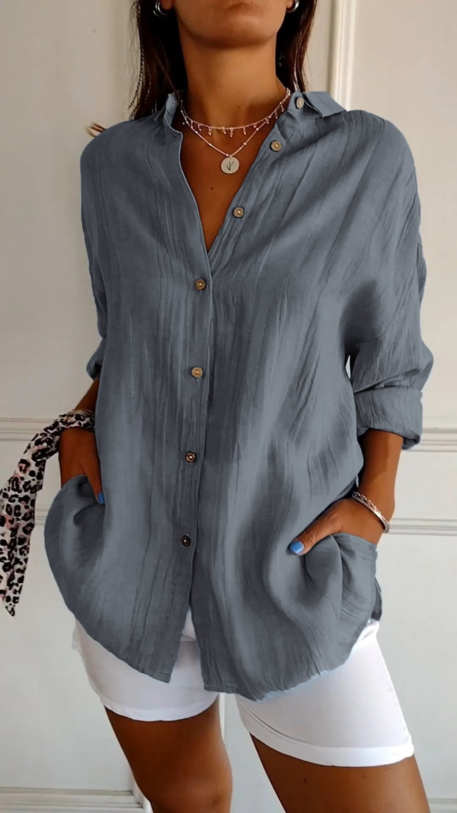 Indira | Women's Cotton Gauze Oversized Button-Down Shirt