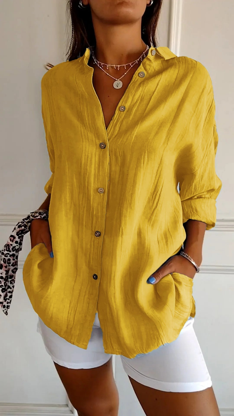 Indira | Women's Cotton Gauze Oversized Button-Down Shirt