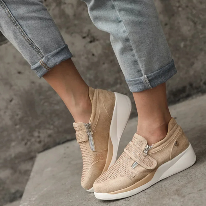 Ines | Women's Suede Zip-Detail Wedge Sneakers