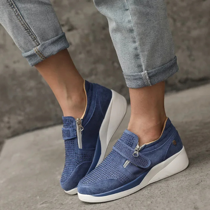 Ines | Women's Suede Zip-Detail Wedge Sneakers