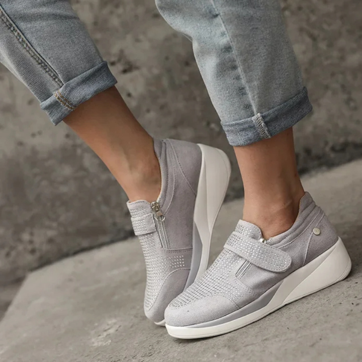 Ines | Women's Suede Zip-Detail Wedge Sneakers