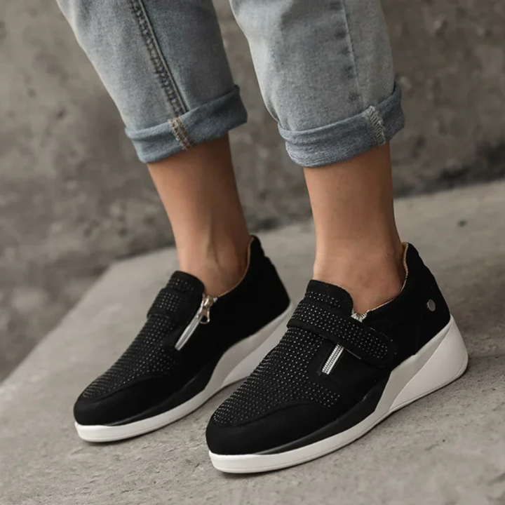 Ines | Women's Suede Zip-Detail Wedge Sneakers