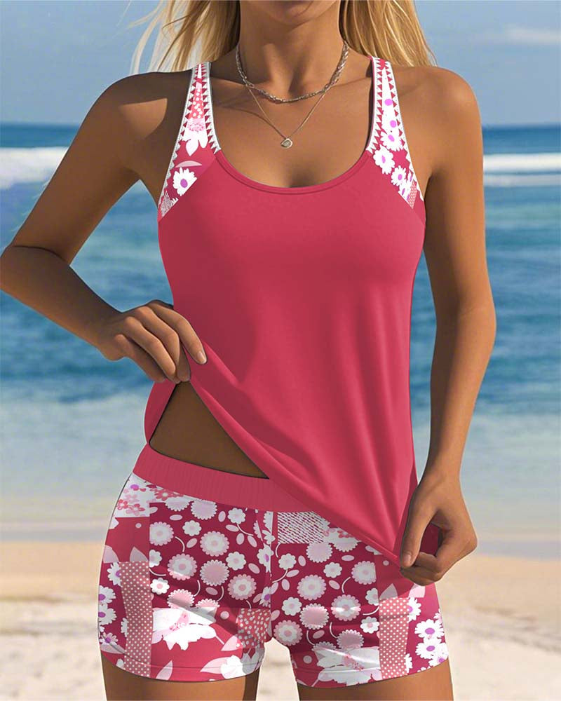 Jolene | Women's Breathable Floral Print Tankini & Shorts Set