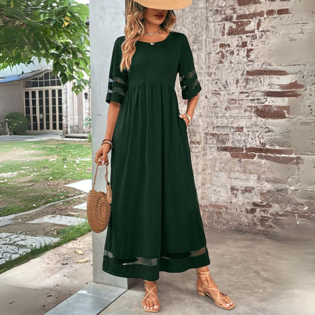 Jolene | Women's Chiffon Puff-Sleeve Smocked Maxi Dress