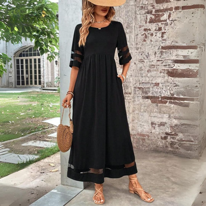 Jolene | Women's Chiffon Puff-Sleeve Smocked Maxi Dress