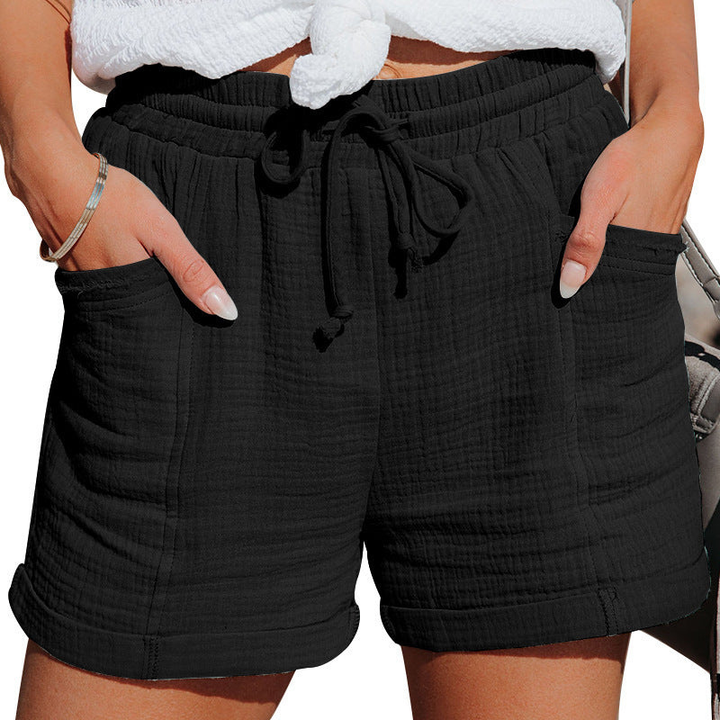 Jolene | Women's Cotton Drawstring Waist Casual Shorts