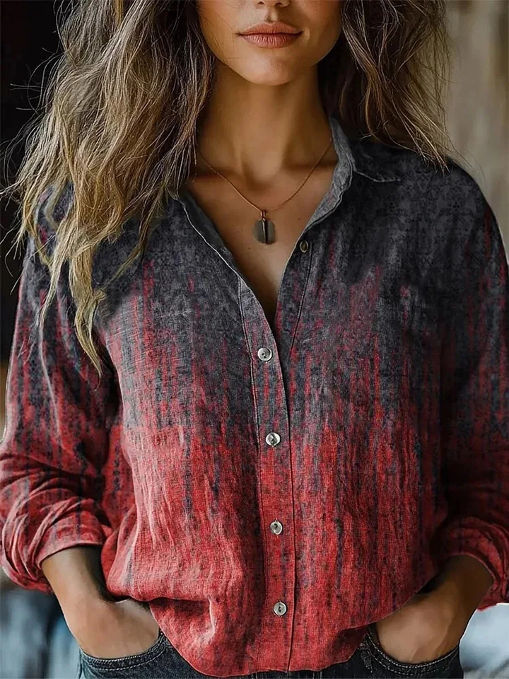 Juna | Women's Linen Boho Print Button-Down Shirt
