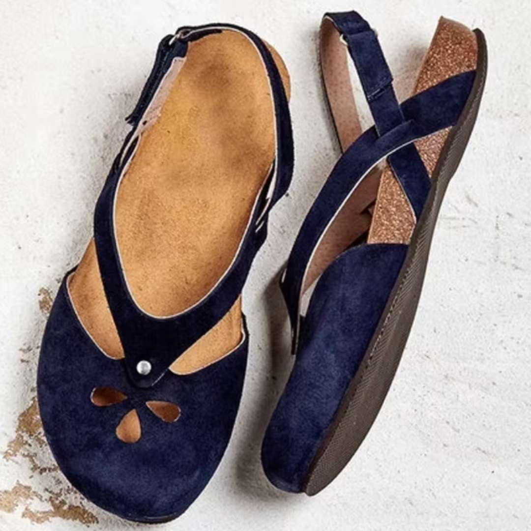 Juniper | Women's Suede Cut-Out Closed-Toe Cork Footbed Sandals