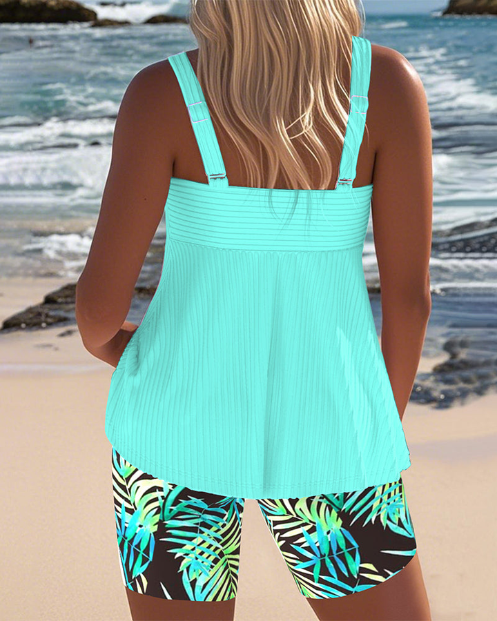 Kaia | Women's Breathable Ribbed Twist-Front Tankini Set