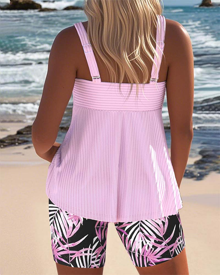 Kaia | Women's Breathable Ribbed Twist-Front Tankini Set