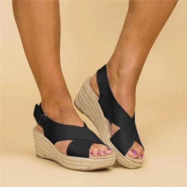 Lennox | Women's Espadrille Cross-Strap Wedge Sandals