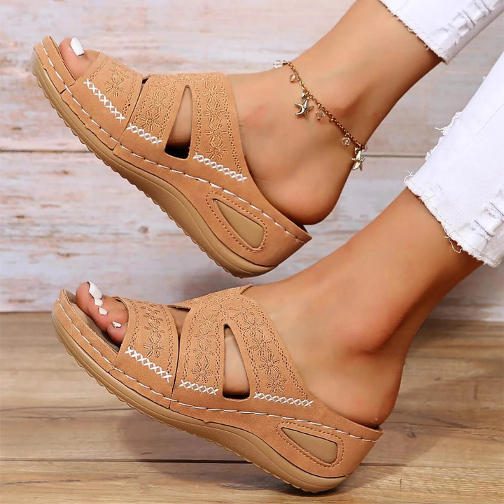 Lennox | Women's Orthopaedic Crossover Strap Low Wedge Sandals