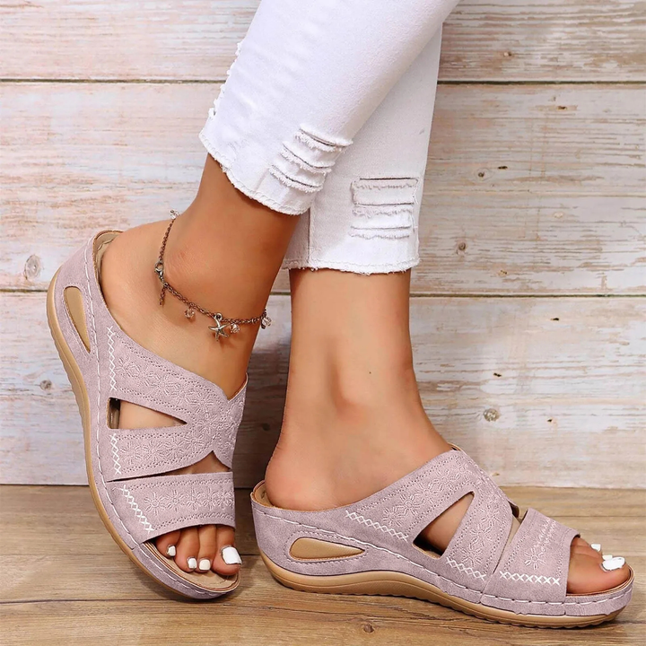 Lennox | Women's Orthopaedic Crossover Strap Low Wedge Sandals