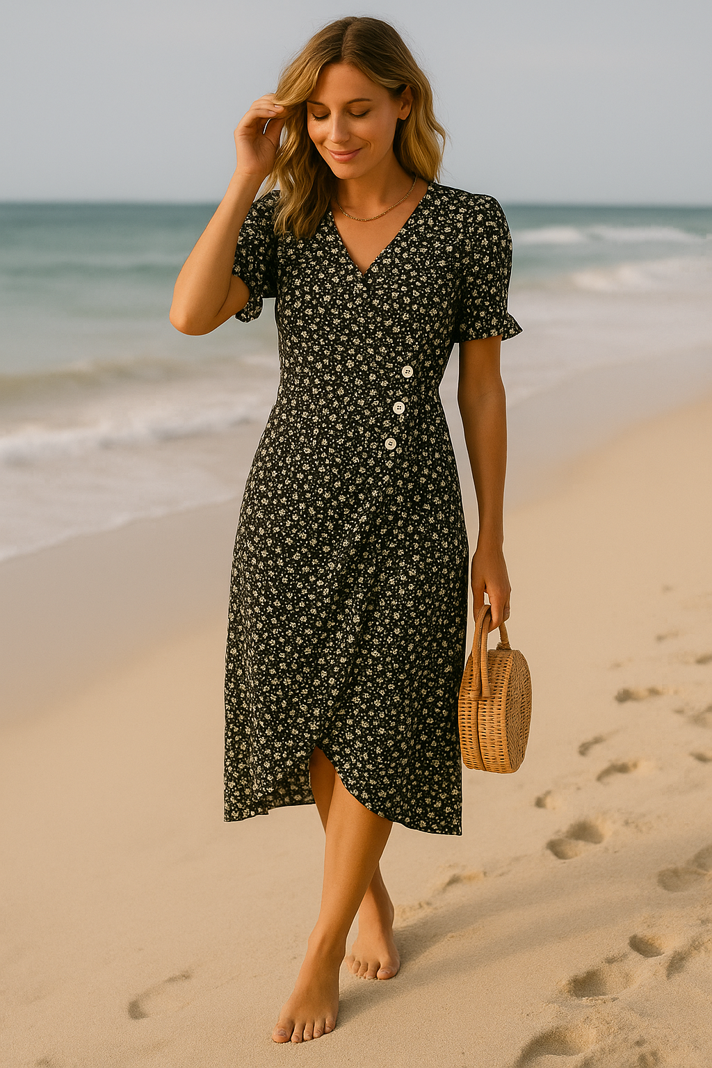 Liana | Classic Floral Button-Up Midi Dress