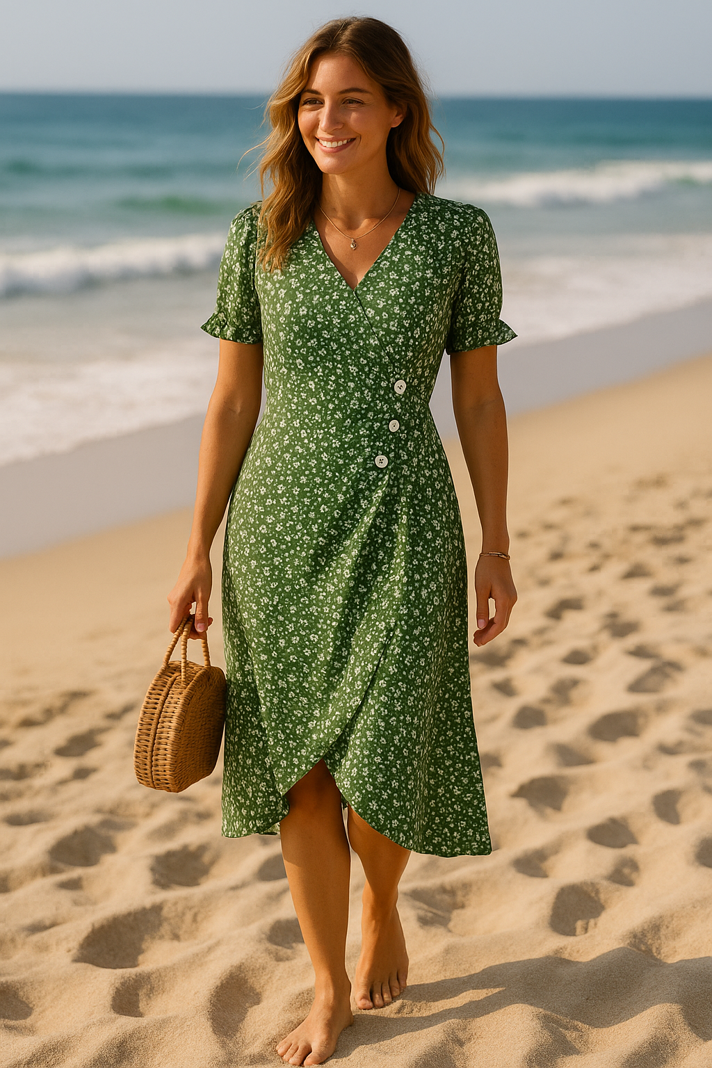 Liana | Classic Floral Button-Up Midi Dress