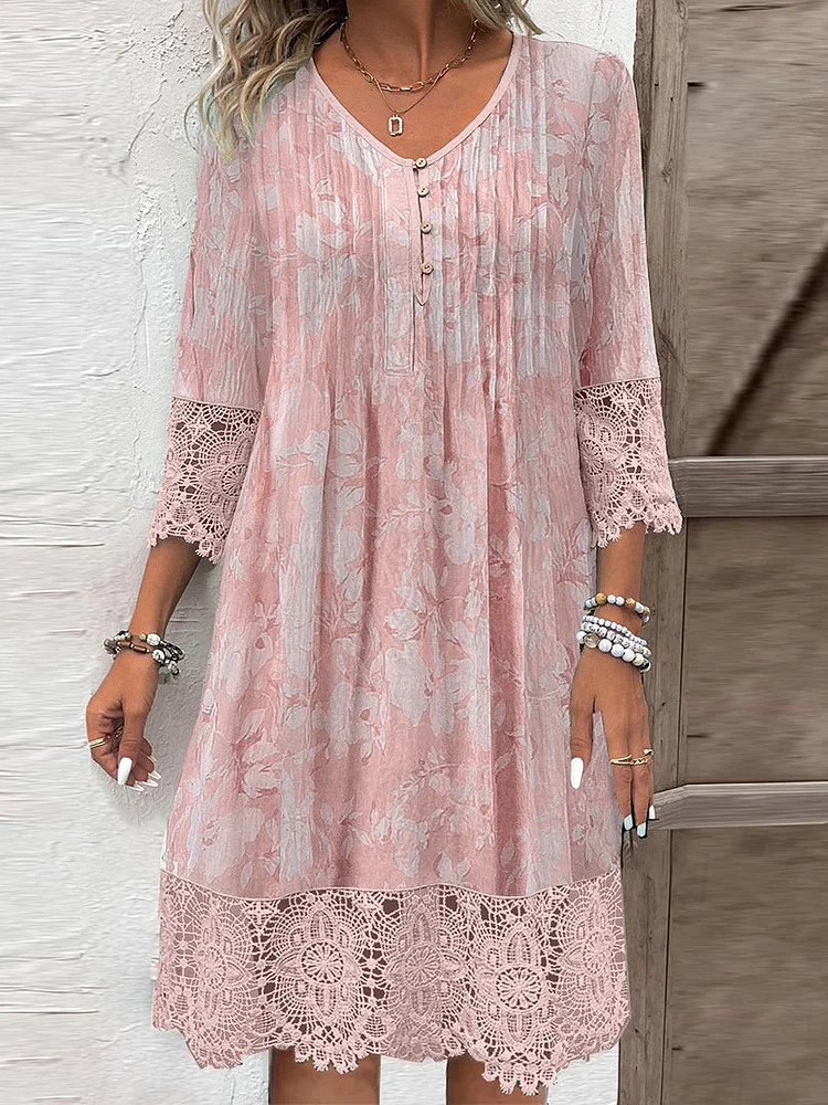 Liesel | Women's Cotton Lace-Trim Embroidered Midi Dress