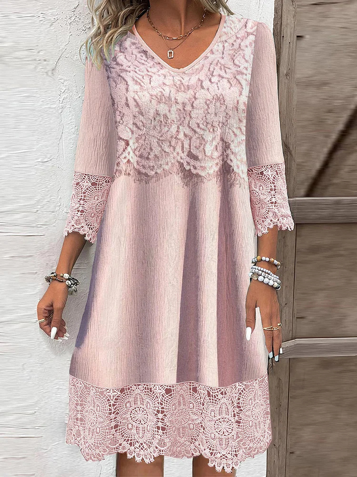 Liesel | Women's Cotton Lace-Trim Embroidered Midi Dress