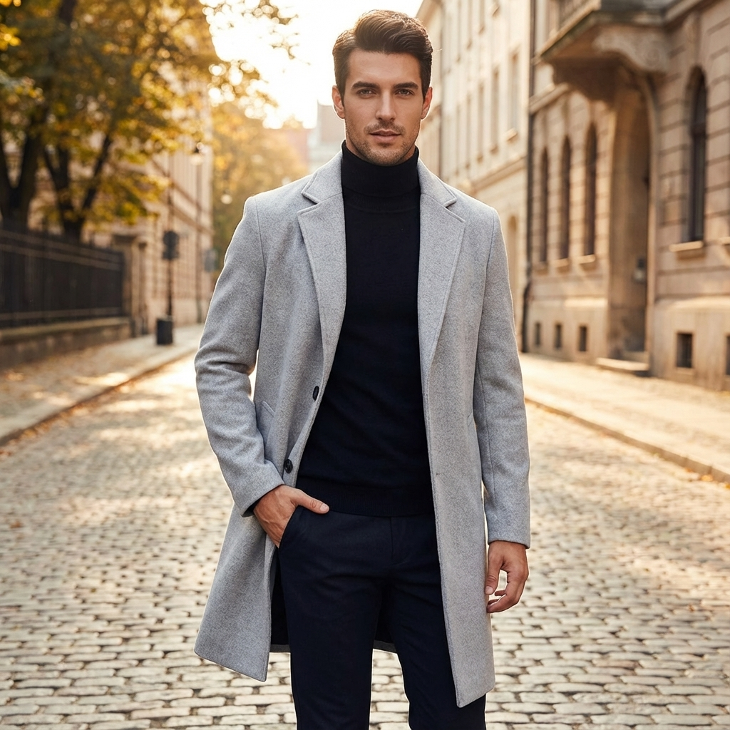 Lucas | Klassieke wollen herenmantel met moderne pasvorm