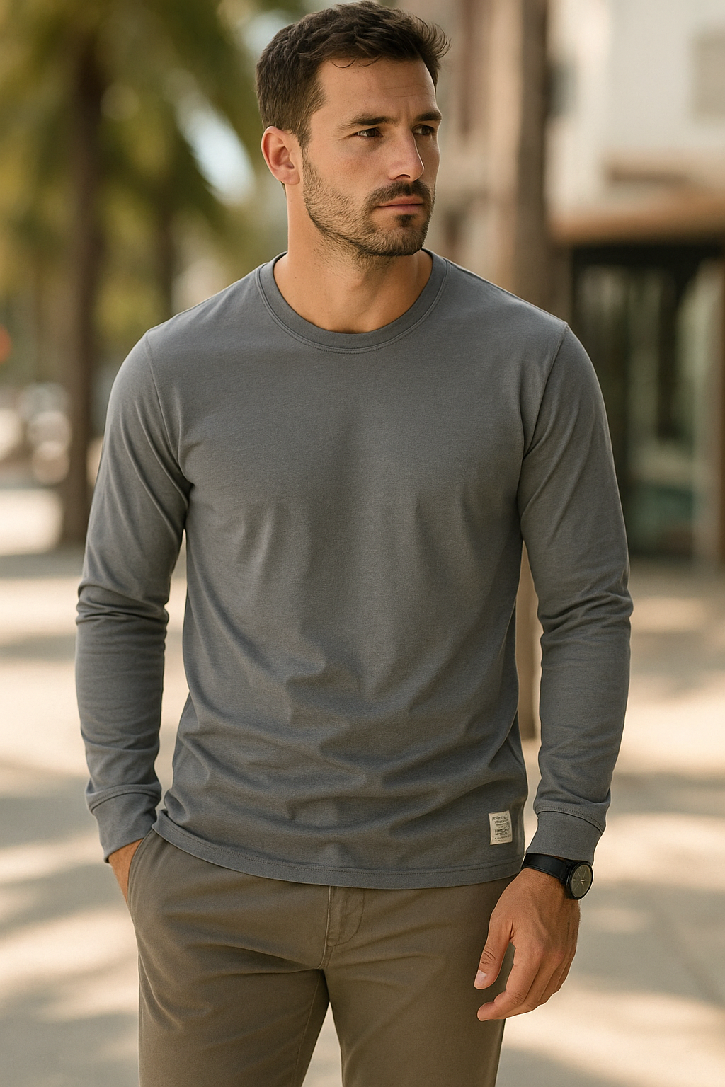 Lucas – Long Sleeve T-Shirt with Crew Neck and Casual Fit