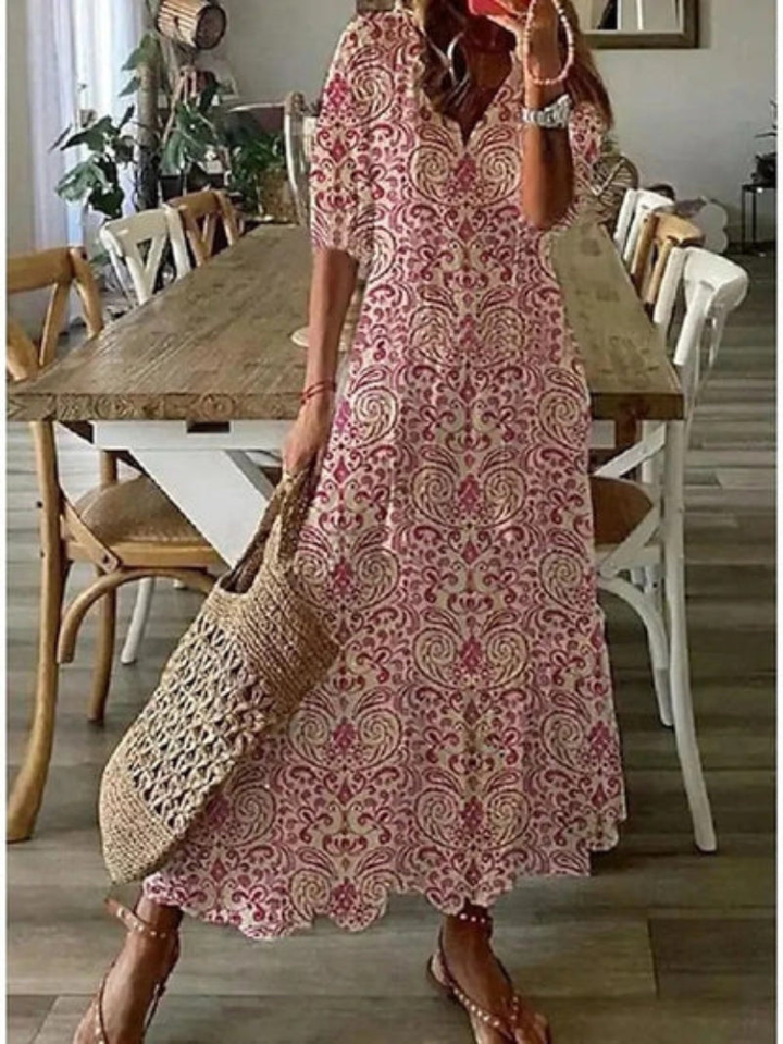 Luelle | Women's Chiffon Print Tiered Maxi Dress Casual
