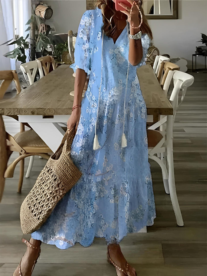Luelle | Women's Chiffon Print Tiered Maxi Dress Casual