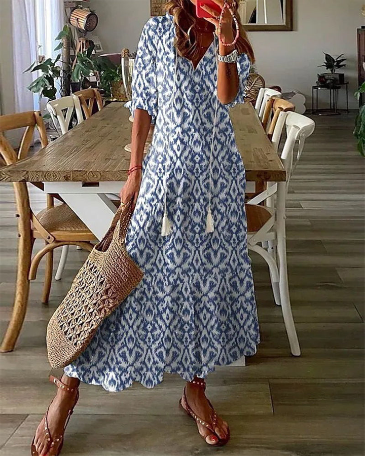 Luelle | Women's Chiffon Print Tiered Maxi Dress Casual