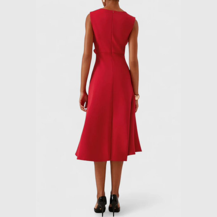 Luelle | Women's Stretch Ruffle Hem Sleeveless Midi Dress Elegant