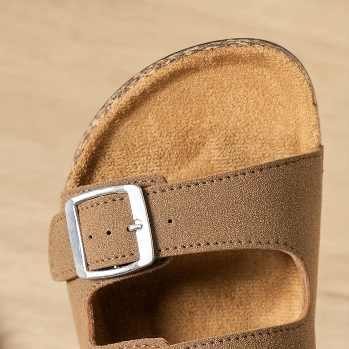 Maeve | Women's Suede Double-Buckle Cork Footbed Sandals