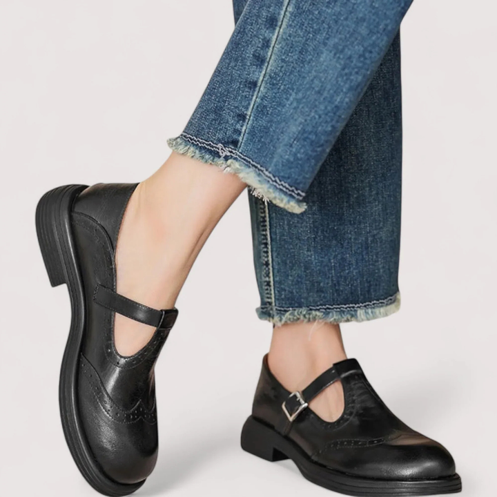Margot | Women's Leather Brogue Mary Jane Flatform Shoes