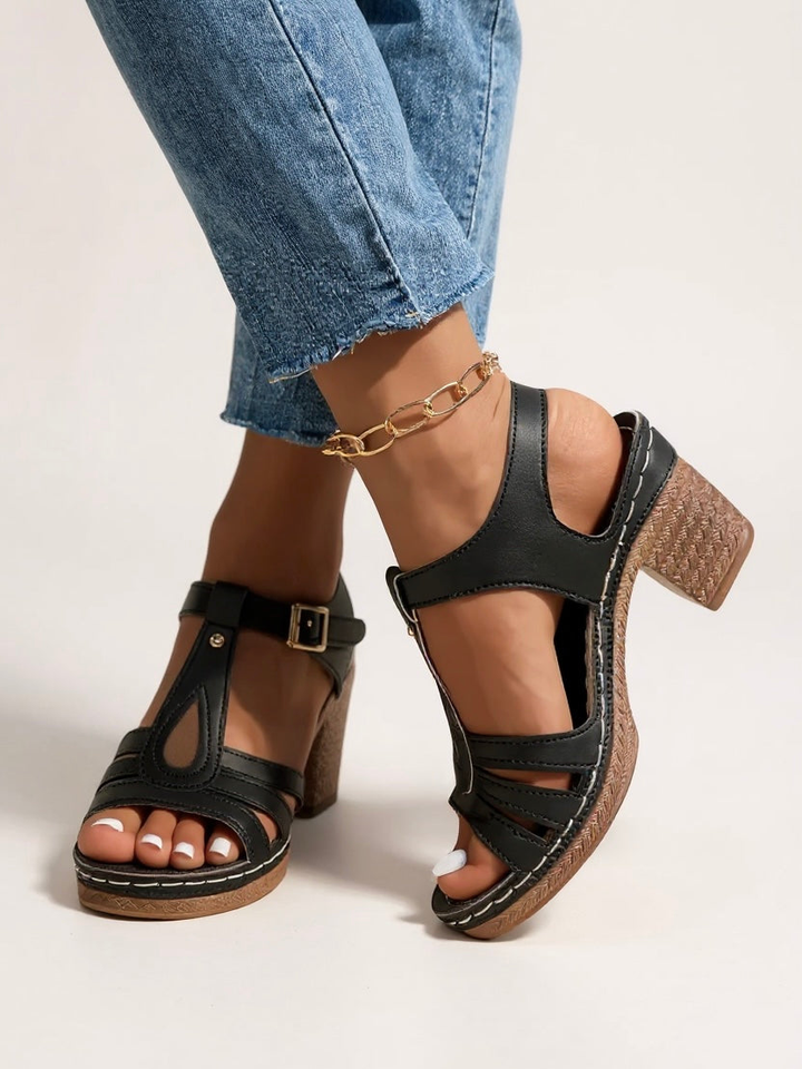 Marlowe | Women's Leather Strappy Block Heel Sandals