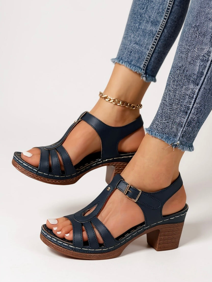 Marlowe | Women's Leather Strappy Block Heel Sandals