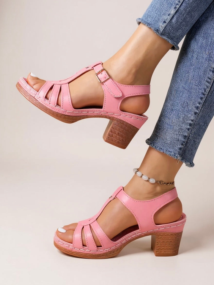 Marlowe | Women's Leather Strappy Block Heel Sandals