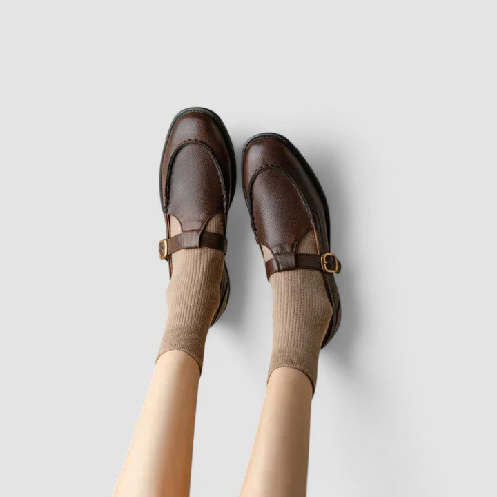 Marlowe | Women's Leather T-Bar Buckle Flat Loafers