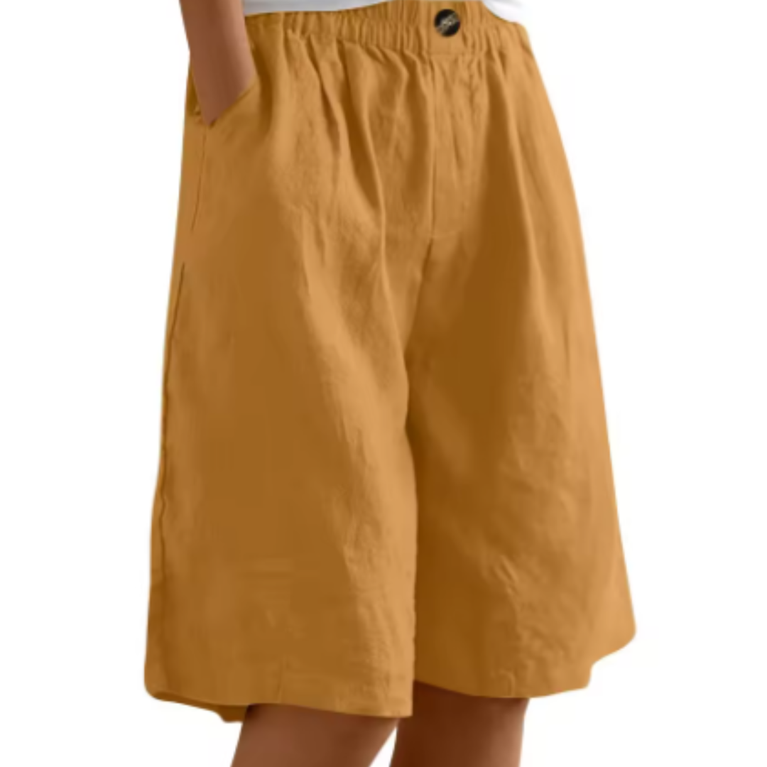 Marlowe | Women's Linen Elastic-Waist Bermuda Shorts