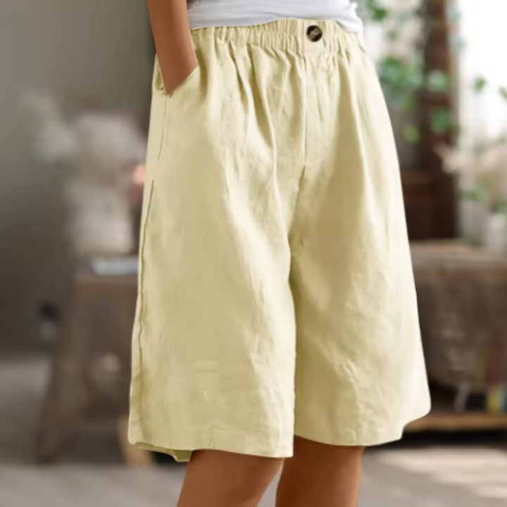 Marlowe | Women's Linen Elastic-Waist Bermuda Shorts