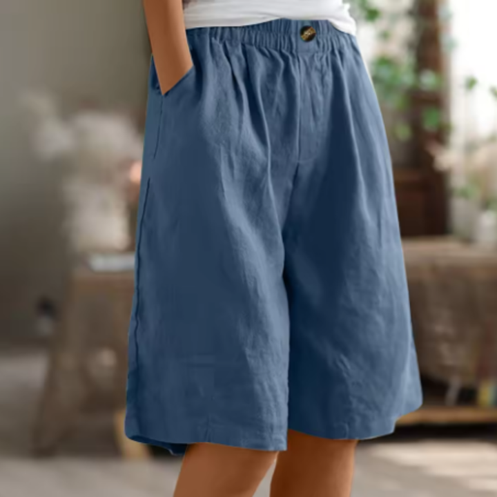 Marlowe | Women's Linen Elastic-Waist Bermuda Shorts