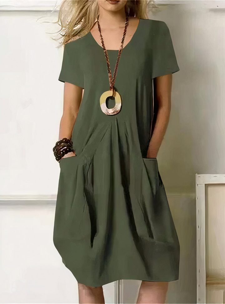 Marlowe | Women's Linen Relaxed Tulip-Hem Casual Dress