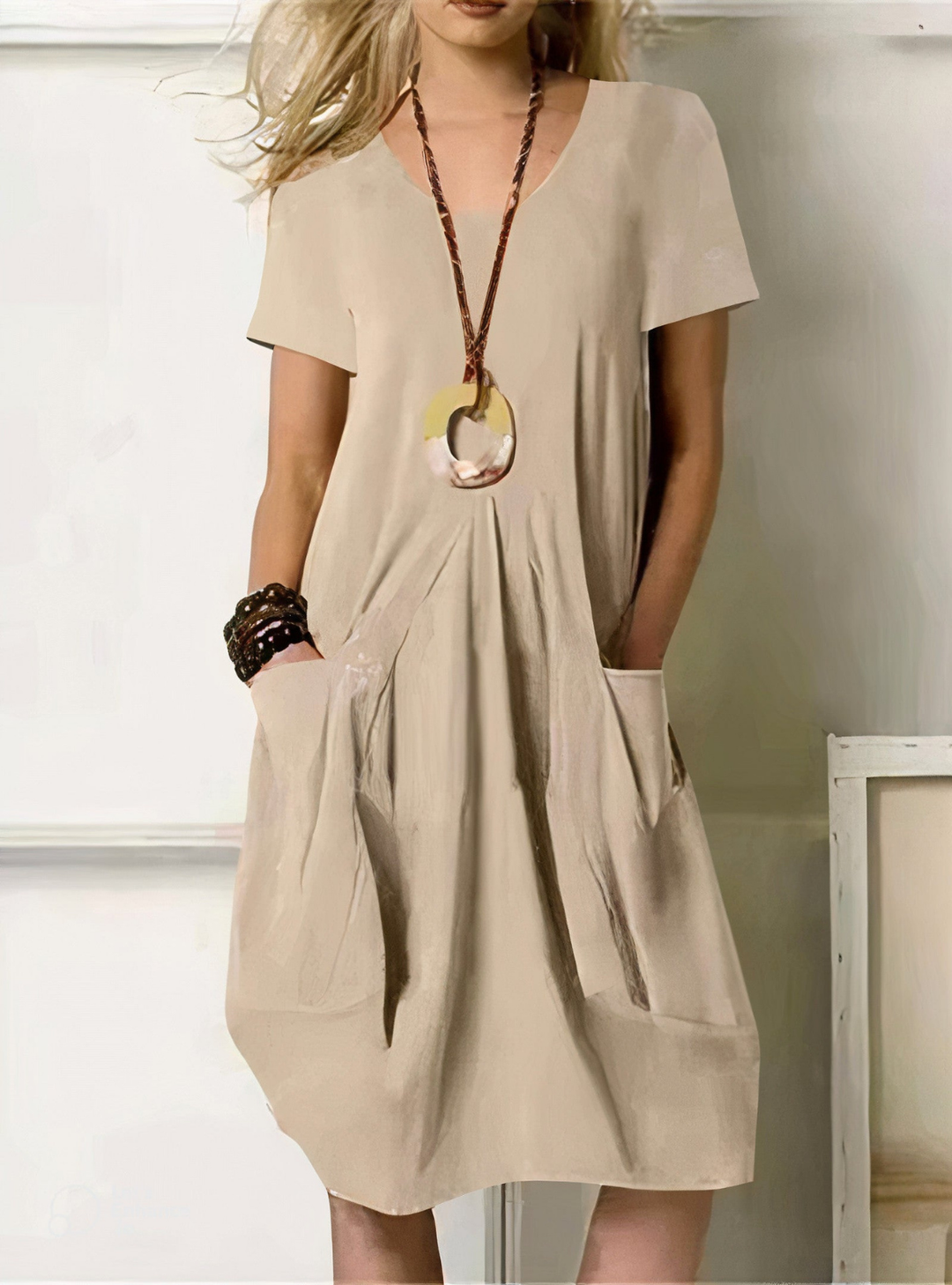 Marlowe | Women's Linen Relaxed Tulip-Hem Casual Dress