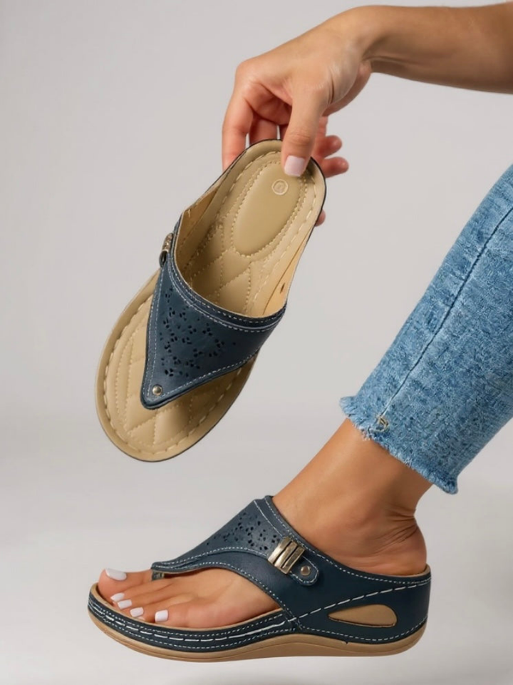 Marnie | Women's Orthopaedic Arch-Support T-Strap Wedge Sandals